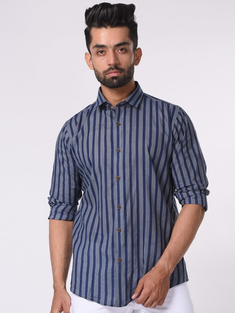 

Tistabene Men Blue Comfort Slim Fit Striped Casual Shirt