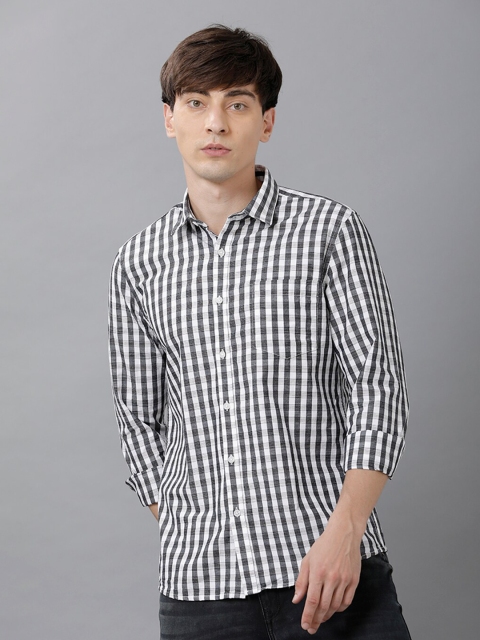 

IMYOUNG Men Black Smart Slim Fit Gingham Checks Checked Casual Shirt