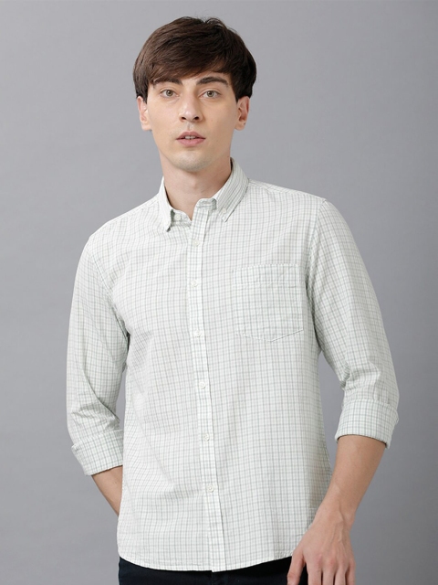 

IMYOUNG Men White Checked Slim Fit Casual Shirt