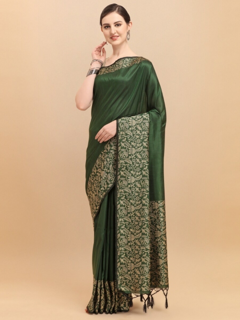 

VISHNU WEAVES Green & Beige Woven Design Bhagalpuri Saree