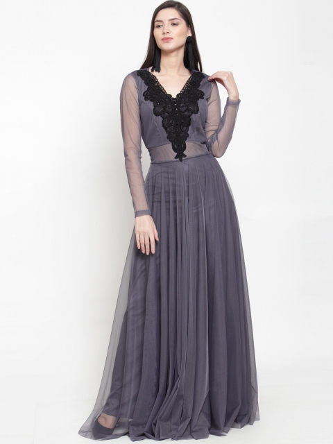 

Just Wow Grey Net Maxi Dress