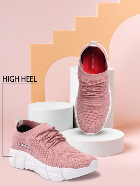 

Killer Women Pink Woven Design High-Top Sneakers