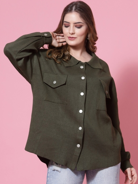 

Mafadeny Women Green Solid Comfort Casual Shirt