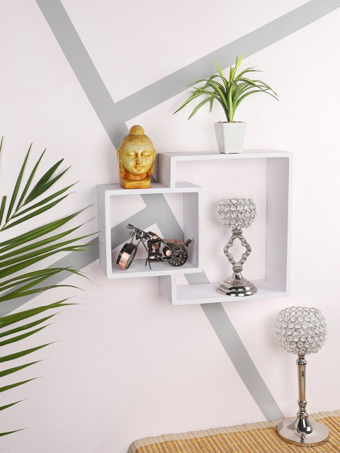 

Home Sparkle White Solid Wooden Wall Shelves