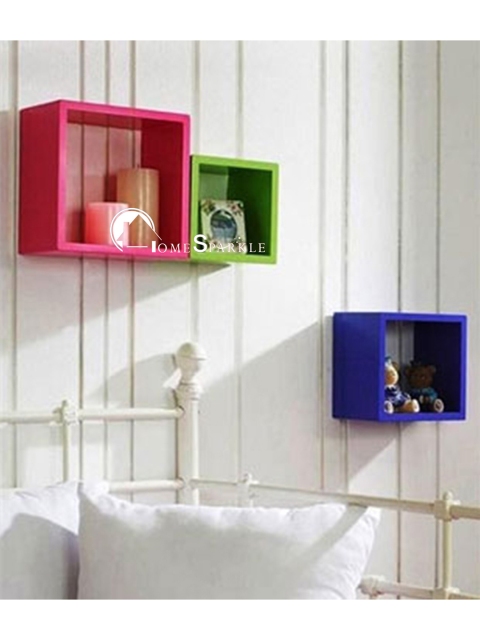 

Home Sparkle Set Of 3 Pink Wall Mounted Floating Shelves