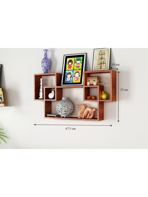 

Home Sparkle Brown Wall Mounted Floating Mozaic Shelves