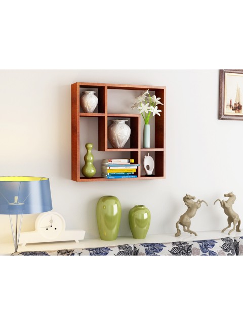 

Home Sparkle Brown Wood Wall Mounted Display Square Shelves