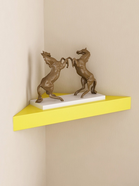 

Home Sparkle Triangular Shape MDF Corner Wall Shelf, Yellow