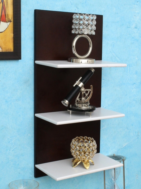 

Home Sparkle 3 Tier Wooden Wall Shelf, Brown