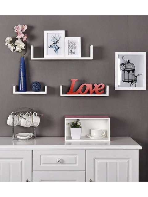

Home Sparkle Set Of 3 White Solid Wall Shelves