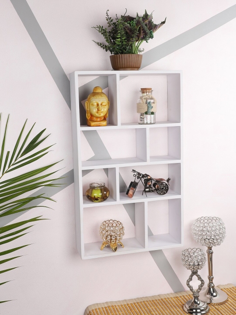 

Home Sparkle White Solid 8 Compartment Wall Shelves