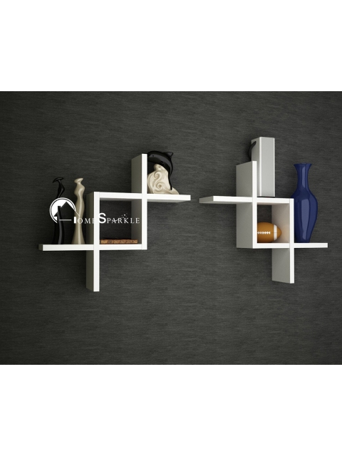 

Home Sparkle Set Of 2 White Solid Wooden Wall Shelves