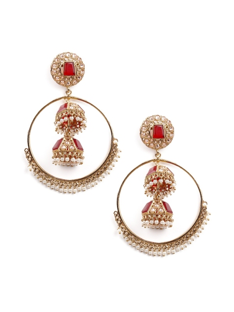 

ODETTE Gold Plated & Red Contemporary Drop Earrings