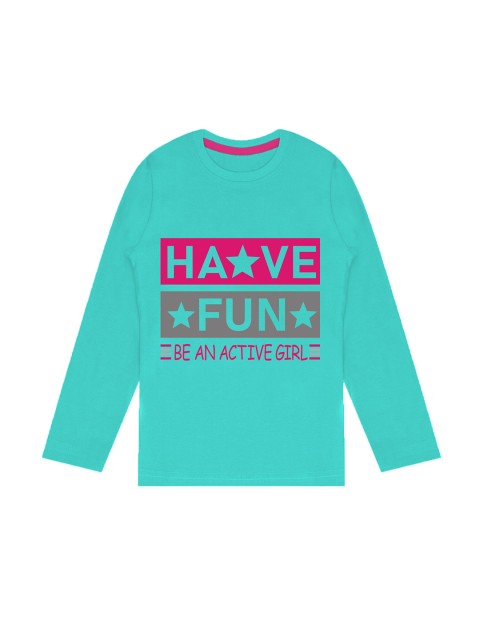 

KYDA KIDS Girls Blue Typography Printed Cotton T-shirt