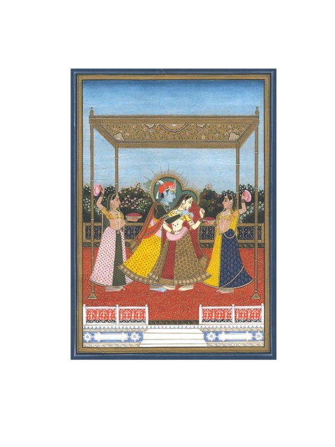 

Exotic India Blue & Red Inspired by Radha and Krishna Wall Art