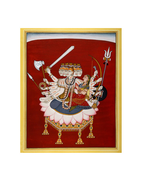 

Exotic India Red Panchamukha Shiva Wall Art