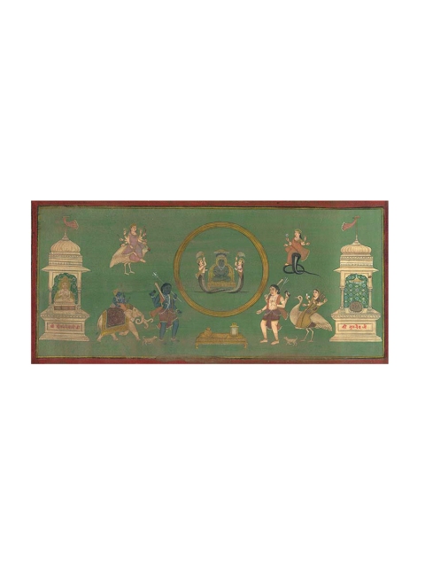 

Exotic India Green Tirthankara Parshvanatha Enshrining Cosmic Ring Wall Art