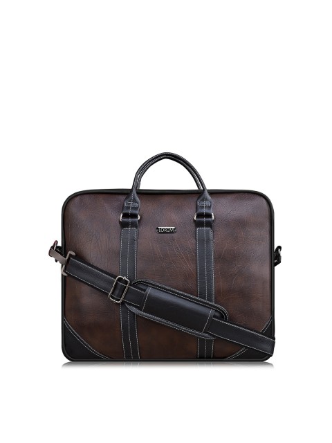 

LOREM Unisex Brown & Black Textured Laptop Bag