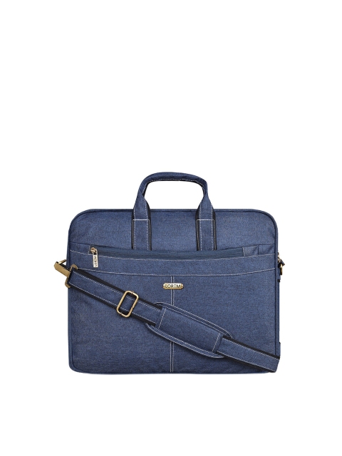 

LOREM Unisex Blue & Gold-Toned Textured Laptop Bag