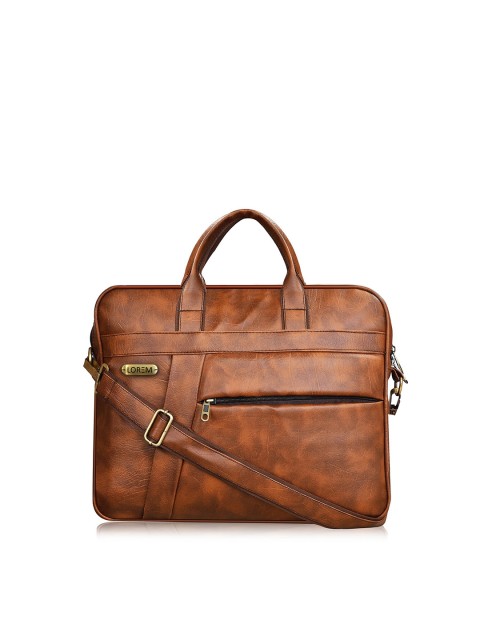 

LOREM Tan Brown Textured Laptop Bag