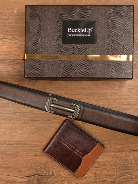 

BuckleUp Men Brown Solid Accessory Gift Set