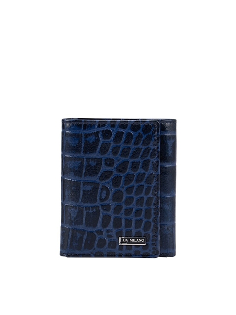 

Da Milano Men Blue Textured Leather Three Fold Wallet