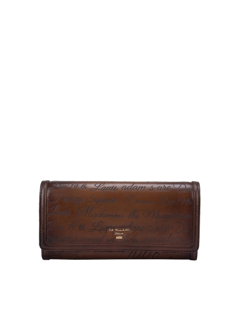 

Da Milano Women Brown Typography Textured Leather Two Fold Wallet