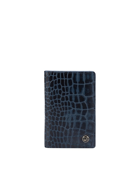 

Da Milano Men Navy Blue Geometric Textured Leather Card Holder