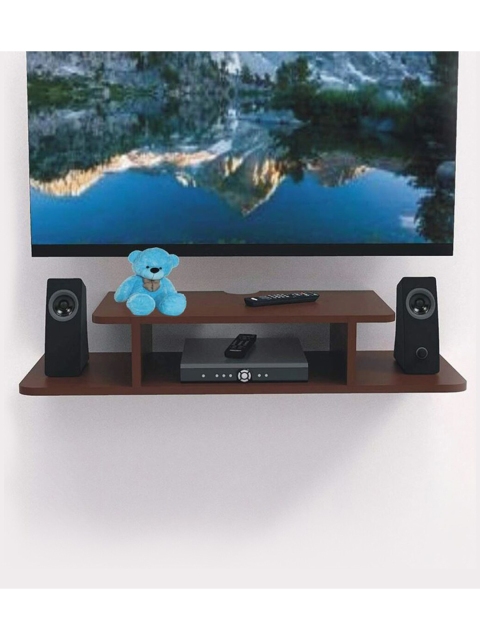 

Home Sparkle Brown Straight Set Top Box Holder Floating Shelf Set top Box Stand