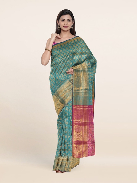 

Pothys Women Green & Pink Woven Design Zari Saree