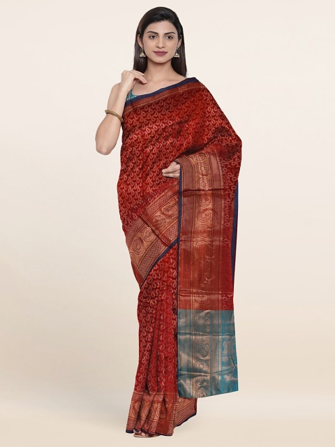 

Pothys Maroon & Blue Woven Design Zari Saree