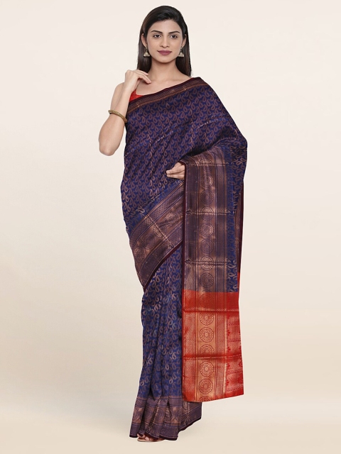 

Pothys Navy Blue & Red Woven Design Zari Saree