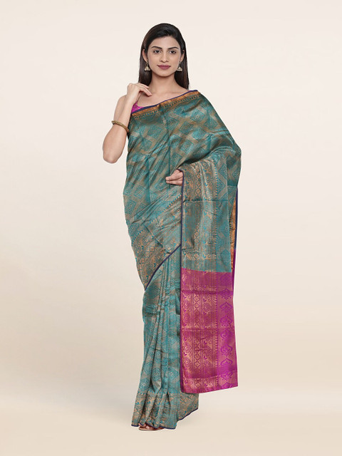 

Pothys Green & Magenta Woven Design Zari Saree