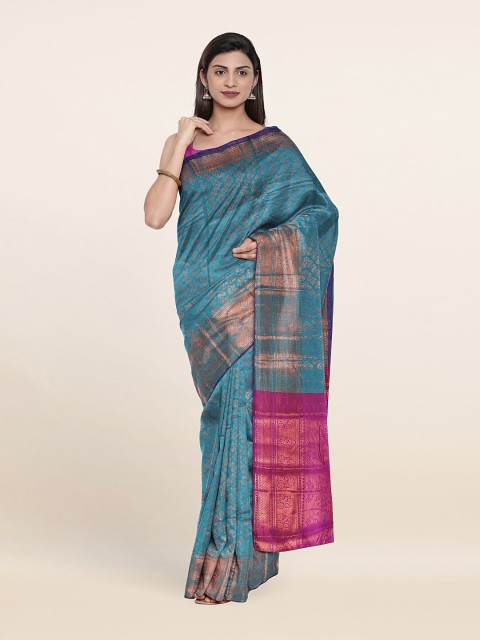 

Pothys Blue & Gold-Toned Woven Design Zari Saree