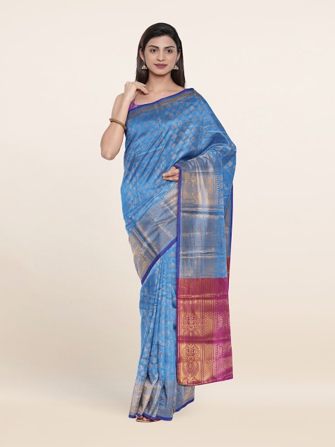 

Pothys Blue & Pink Ethnic Motifs Zari Saree