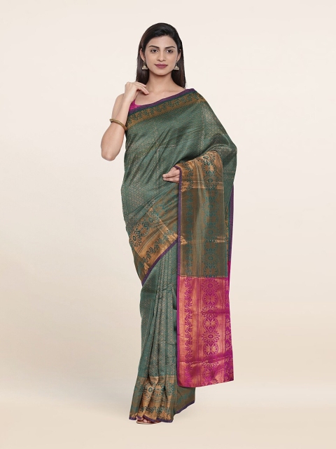 

Pothys Green & Pink Ethnic Motifs Zari Saree