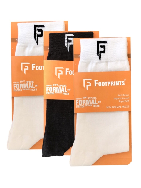 

FOOTPRINTS Men Pack of 3 Solid Calf Length Organic Cotton Socks, Black