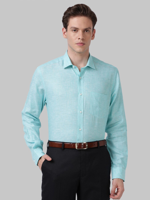 

Park Avenue Men Blue Linen Casual Shirt