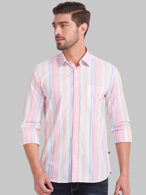 

Parx Men Red Slim Fit Striped Casual Shirt