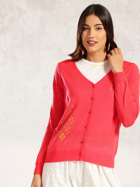 

Anouk Women Coral Red Printed Cardigan