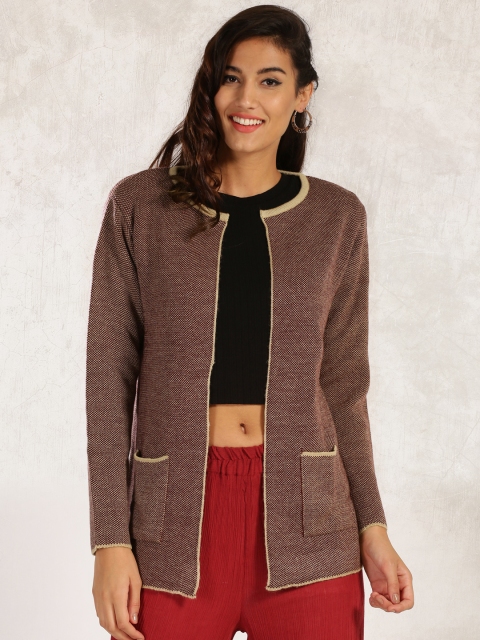 

Anouk Beige & Maroon Patterned Shrug