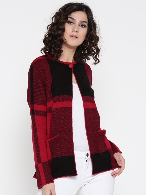

Anouk Women Red & Black Self Design Cardigan