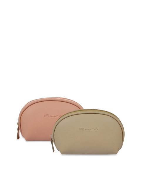 

NFI essentials Set Of 2 Women Beige & Pink Solid Makeup Pouch