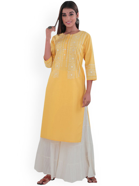 

SUTI Women Yellow Ethnic Motifs Printed Kurta