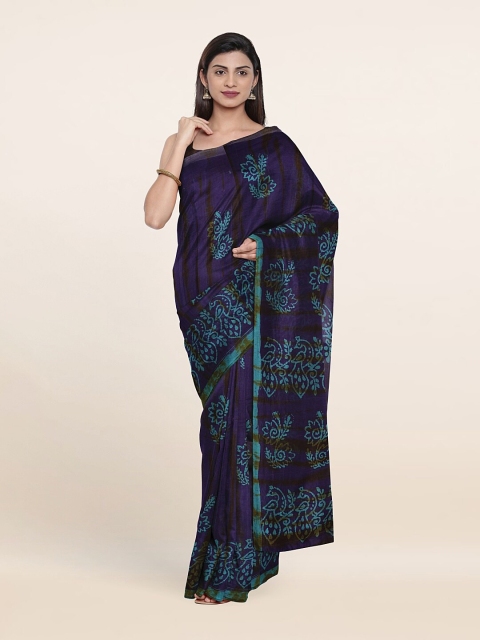 

Pothys Violet & Blue Floral Saree