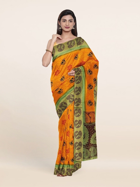 

Pothys Yellow & Green Paisley Pure Cotton Saree