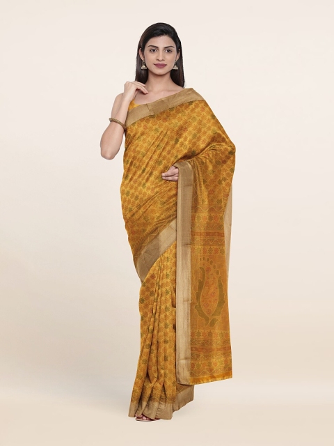 

Pothys Yellow & Green Ethnic Motifs Printed Saree