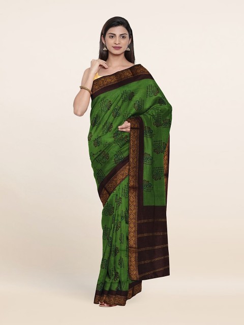 

Pothys Green & Purple Ethnic Motifs Zari Pure Cotton Saree