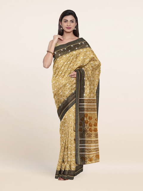 

Pothys Yellow & Brown Floral Saree