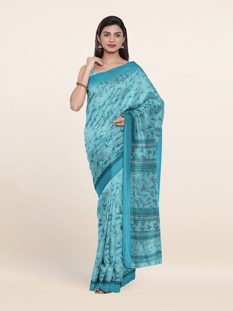 

Pothys Blue Printed cotton Saree